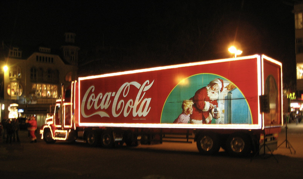 Coca-Cola Christmas truck. Photo made on Vredenburg square, Utrecht, the Netherlands